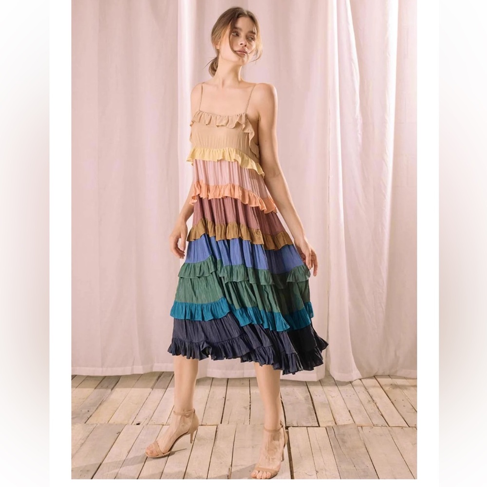 Storia Vici Colorful Tiered Ruffle Dress